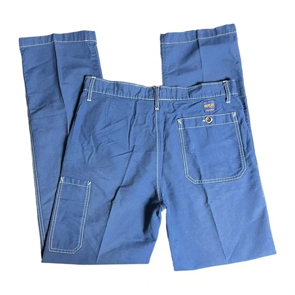 Vintage Y2k 90s Replay Blue Cargo Work Pants size 33 - Picture 1 of 14